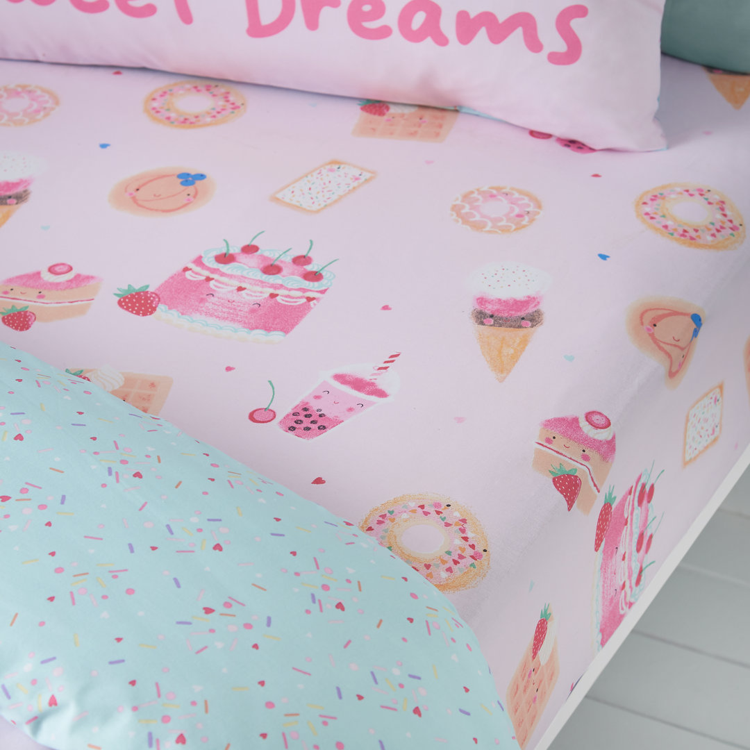 Catherine Lansfield Kids Sweet Treats Flat And Fitted Sheets - Pink - Double - Image 4