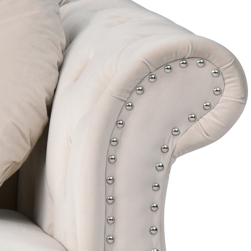2 - Piece Upholstered Sectional, Ivory Velvet