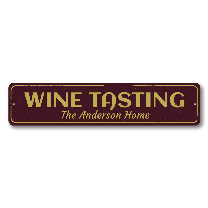 Enseigne de dégustation de vin en aluminium, H 6 po x l 24 po x P 0,06 po