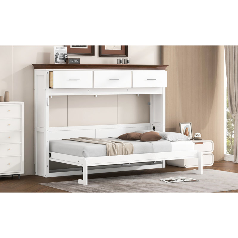Lit simple de couleur blanche, 3 tiroirs pour divers articles de rangement et, peu encombrant, sans sommier requis