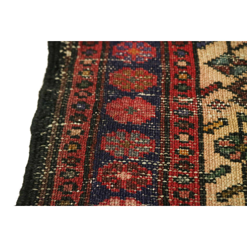 Tapis de couloir unique en laine noué à la main ivoire 2 pi 9 po x 11 pi 10 po Karajeh 1980