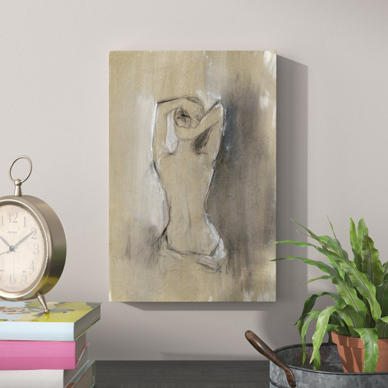 «Contemporary Draped Figure I» par Ethan Harper, reproduction d'art sur toile tendue, H 12 po x l 8 po, Argent argent