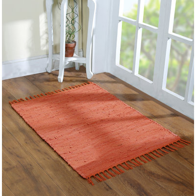 Tapis en coton multicolore fait à la main 24 x 36 po - lavable, réversible, avec pampilles pour le salon et le vestibule - 24 po x 36 po
