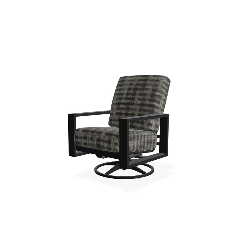 Larssen Deep Seating Cushion Swivel Rocker, Black, Illusion Plaid Onyx