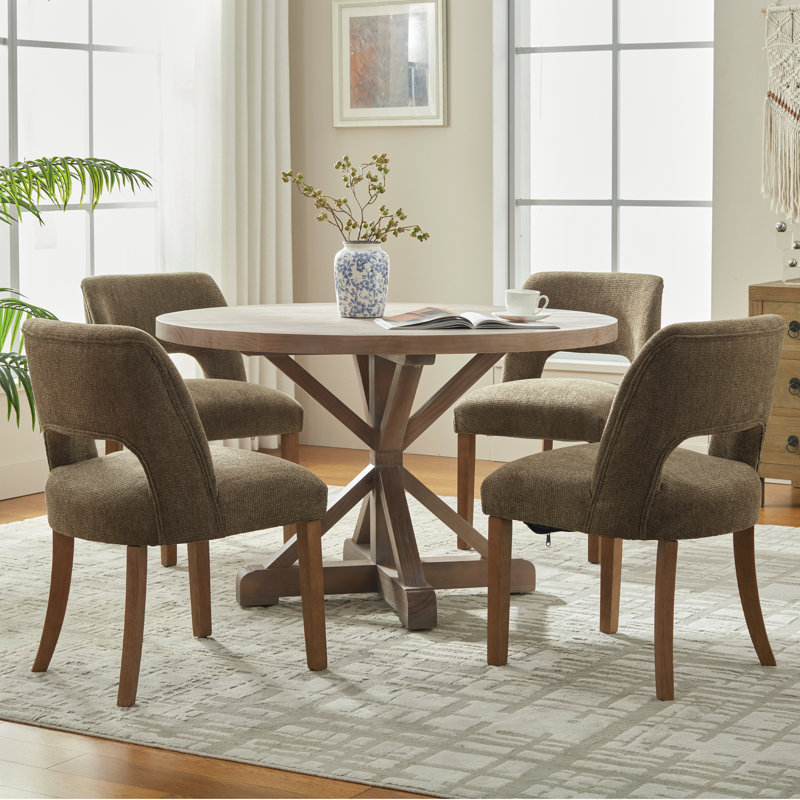 Ensemble de 4 chaises de salle à manger rembourrées, Chenille brun foncé