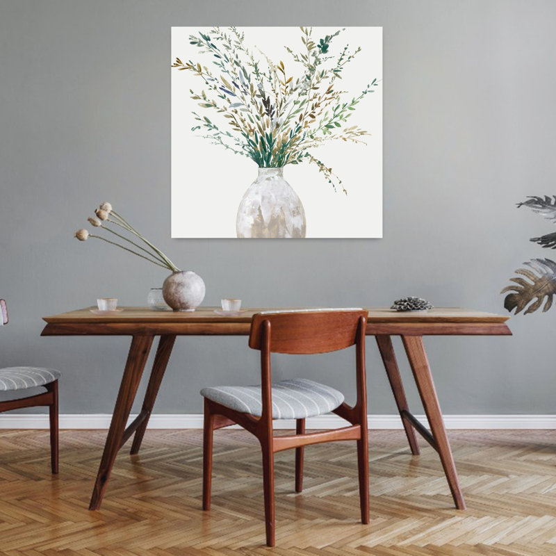 Vase d'herbe II, art naturel minimaliste délicat, H 32 po x l 32 po