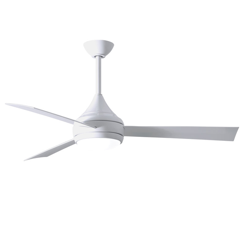 Donaire LED Outdoor Downrod Ceiling Fan, Gloss White, Gloss White