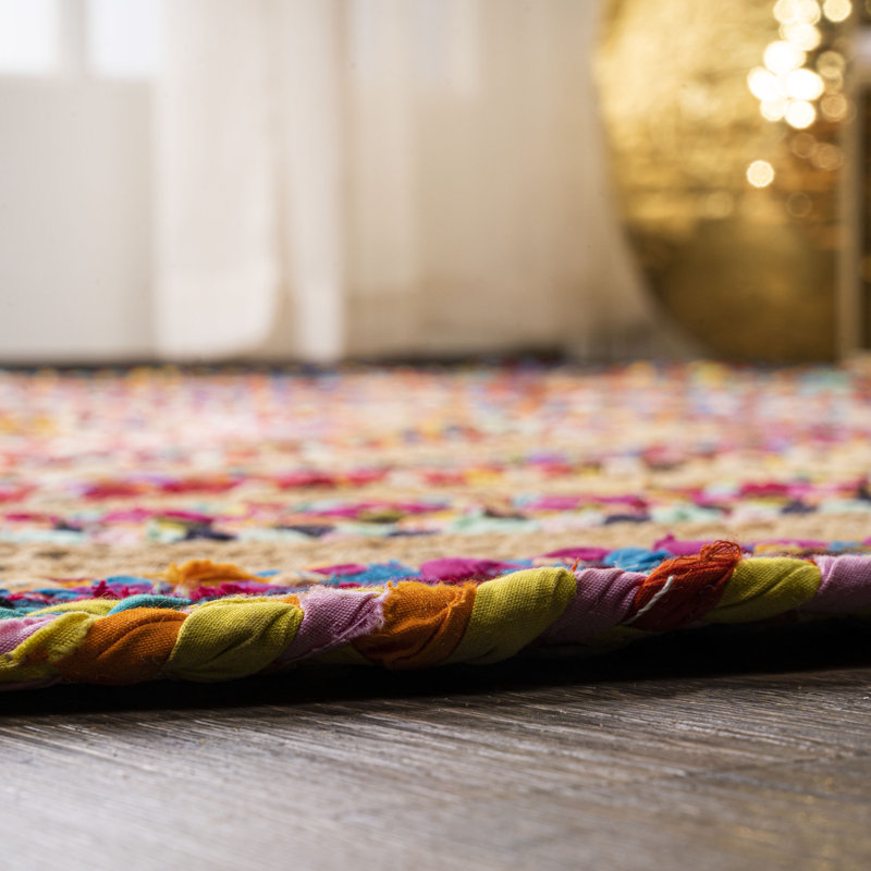 Tapis rond à motif géométrique naturel, Rond 3 pi
