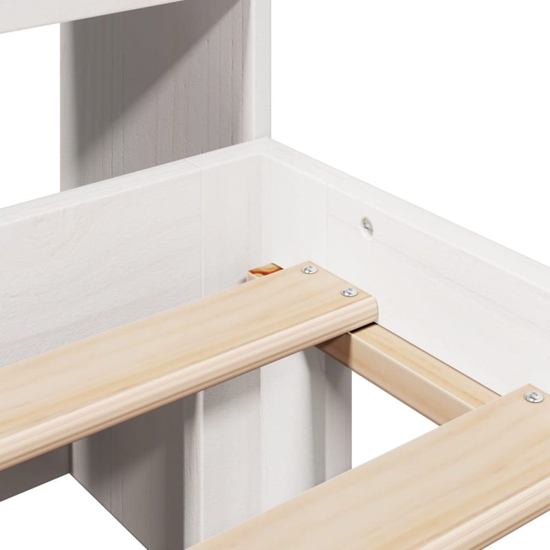 Daryanani Solid Wood Bed, 140 x 190 cm, White