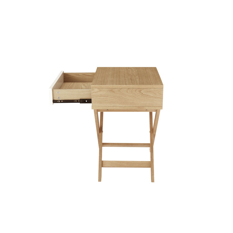 Bittoo Cross Legs End Table, White/Oak