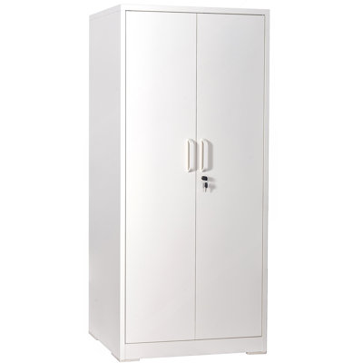 Armoire de rangement en métal robuste avec portes verrouillables et 4 tablettes réglables pour l'organisation de garage, de bureau ou d'entrepôt.