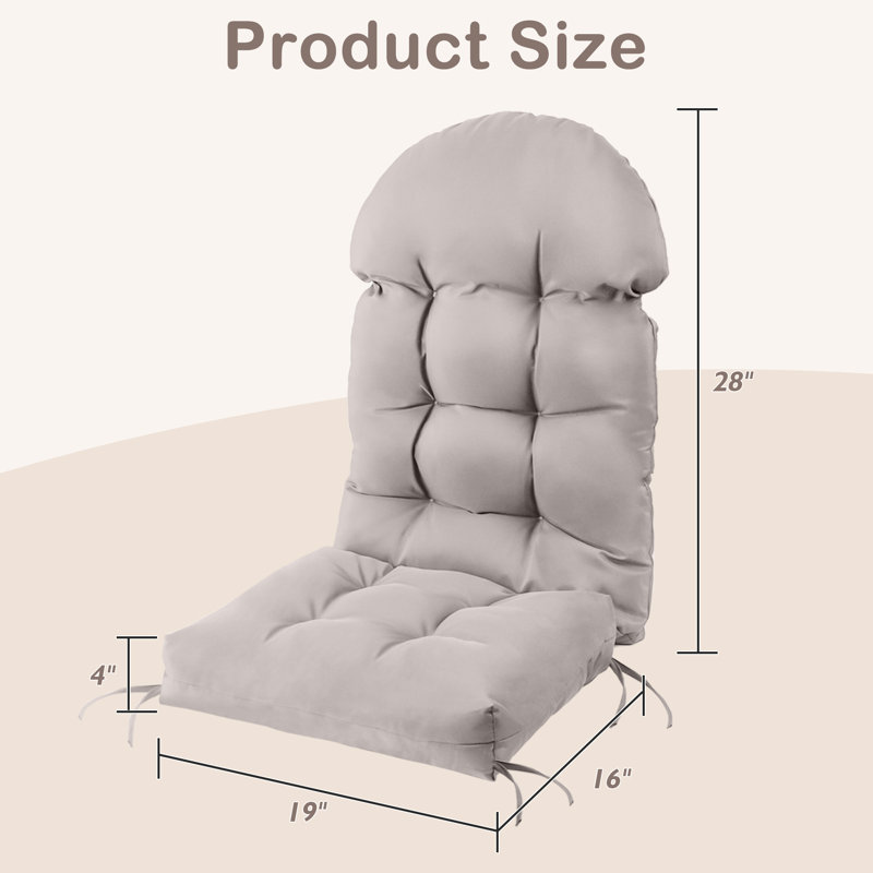 Coussin de siège et de dossier Adirondack pour l'extérieur, 4 pièces, Beige, Ensemble de 4, polyester
