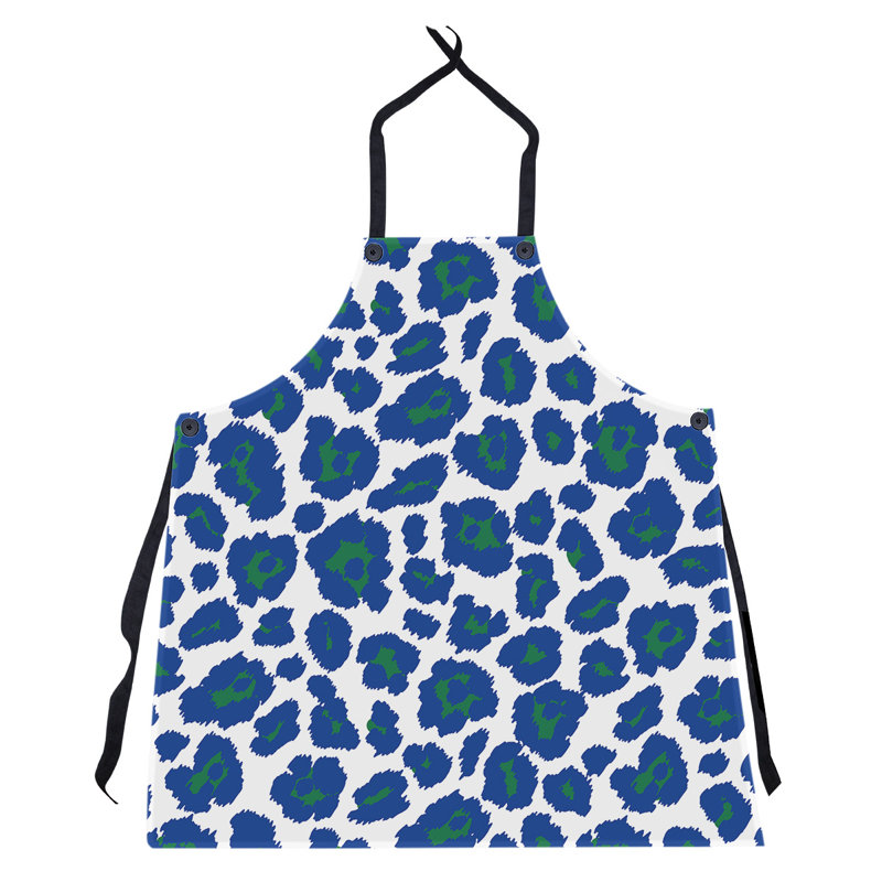 Animal Print Bib Apron, White/Green/Blue