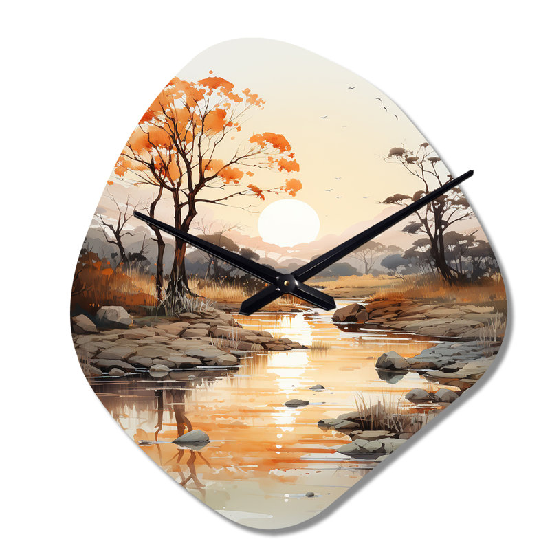 Horloge murale asymétrique orange et orange, Grand