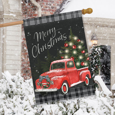 Classic Christmas Pickup House Flag