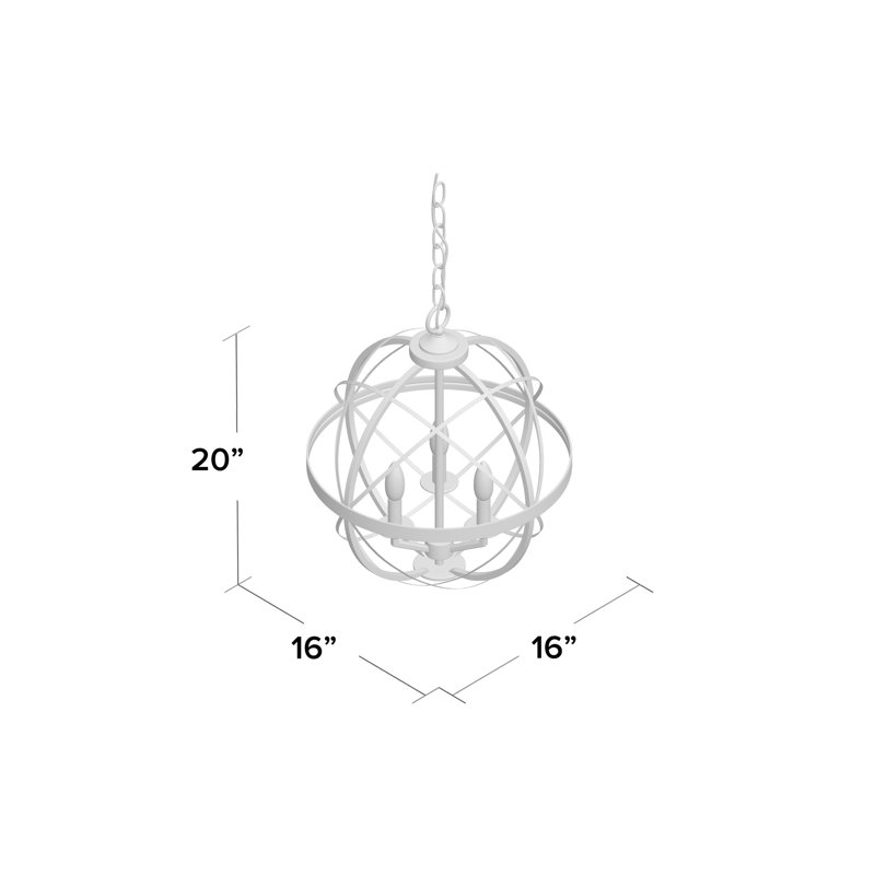 Lustre en forme de globe à 3 lumières Fager, Argent antique