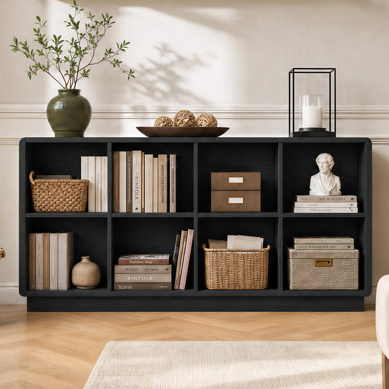 Bibliothèque Abrianna de style ferme moderne, 2 niveaux, 8 cubes, 145 cm (57,1 po), coins arrondis et base renforcée., 8 Cube