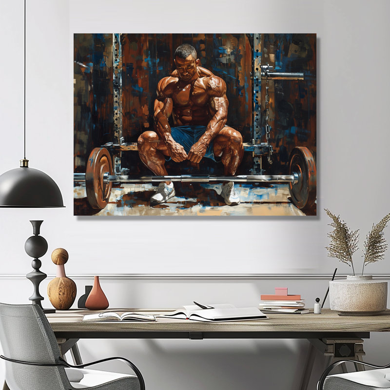 Reproduction d'art aérobie et musculation, Métal métal, H 12 po x l 20 po x P 1 po