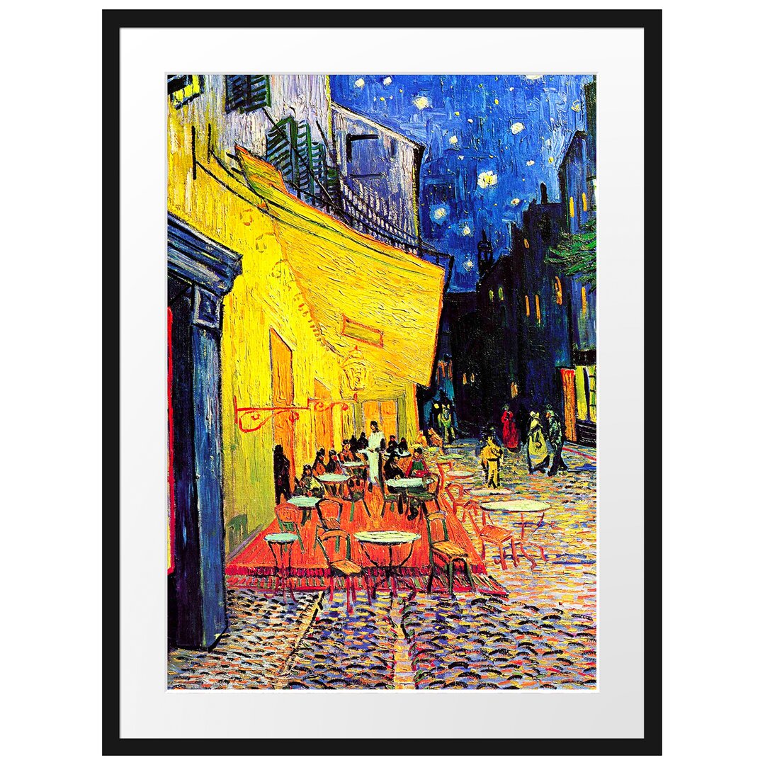 Gerahmter Kunstdruck Night Café bei Nacht vor dem Café von Vincent Van Gogh