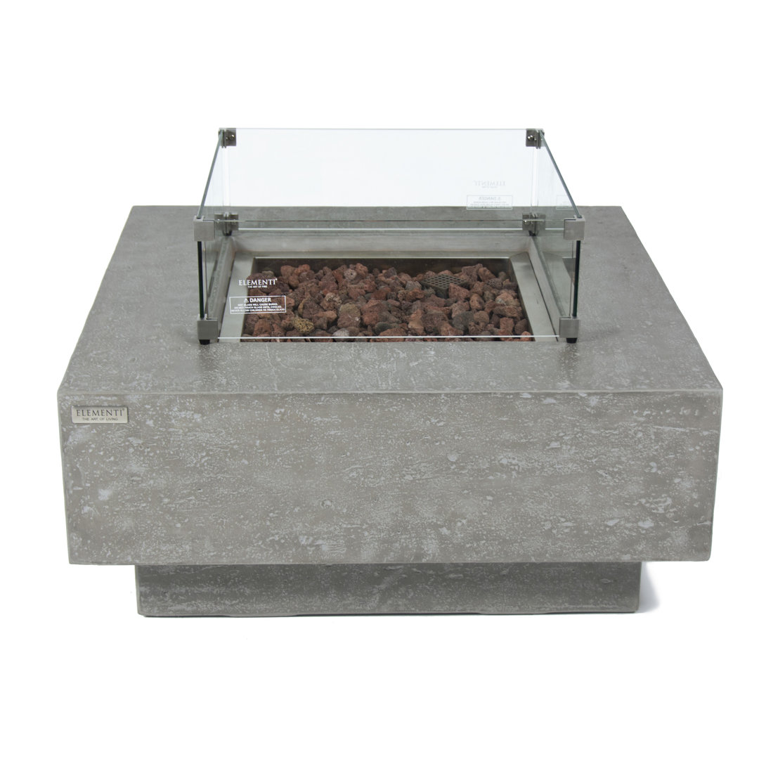 Manhattan 36" Outdoor Concrete Fire Table 45,000 BTU - Includes Lava Rocks & PVC Cover Elementi Fuel 