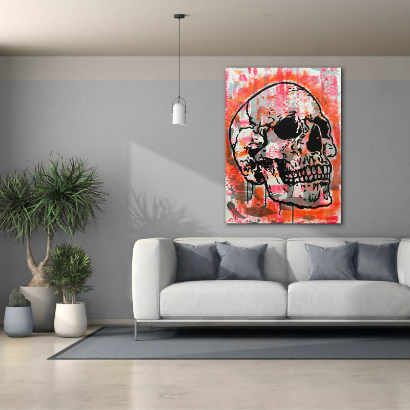 «Orange Skull» par Dean Russo Studios, art mural sur toile, H 54 po x l 40 po x P 1,5 po