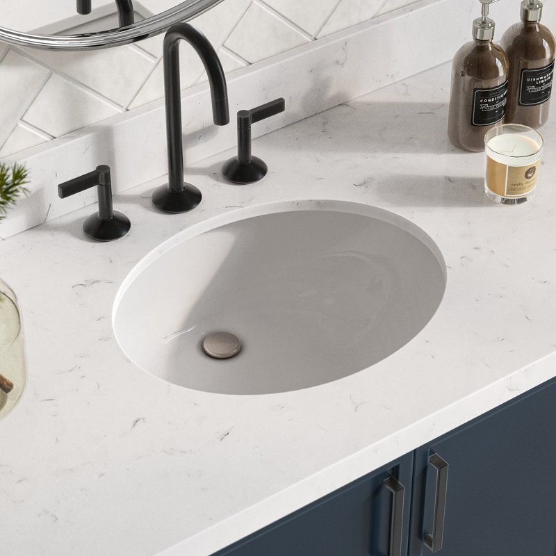 Ensemble de meuble-lavabo simple avec plateau en quartz ARIEL Kellie, Bleu minuit, 48"