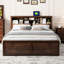 King Size Bed With Multi Headboard And , Antique Wood - , No Box Spring Required, Drawer Accommodation Platform Charging Drawers, Construction, Wood,-1793124803