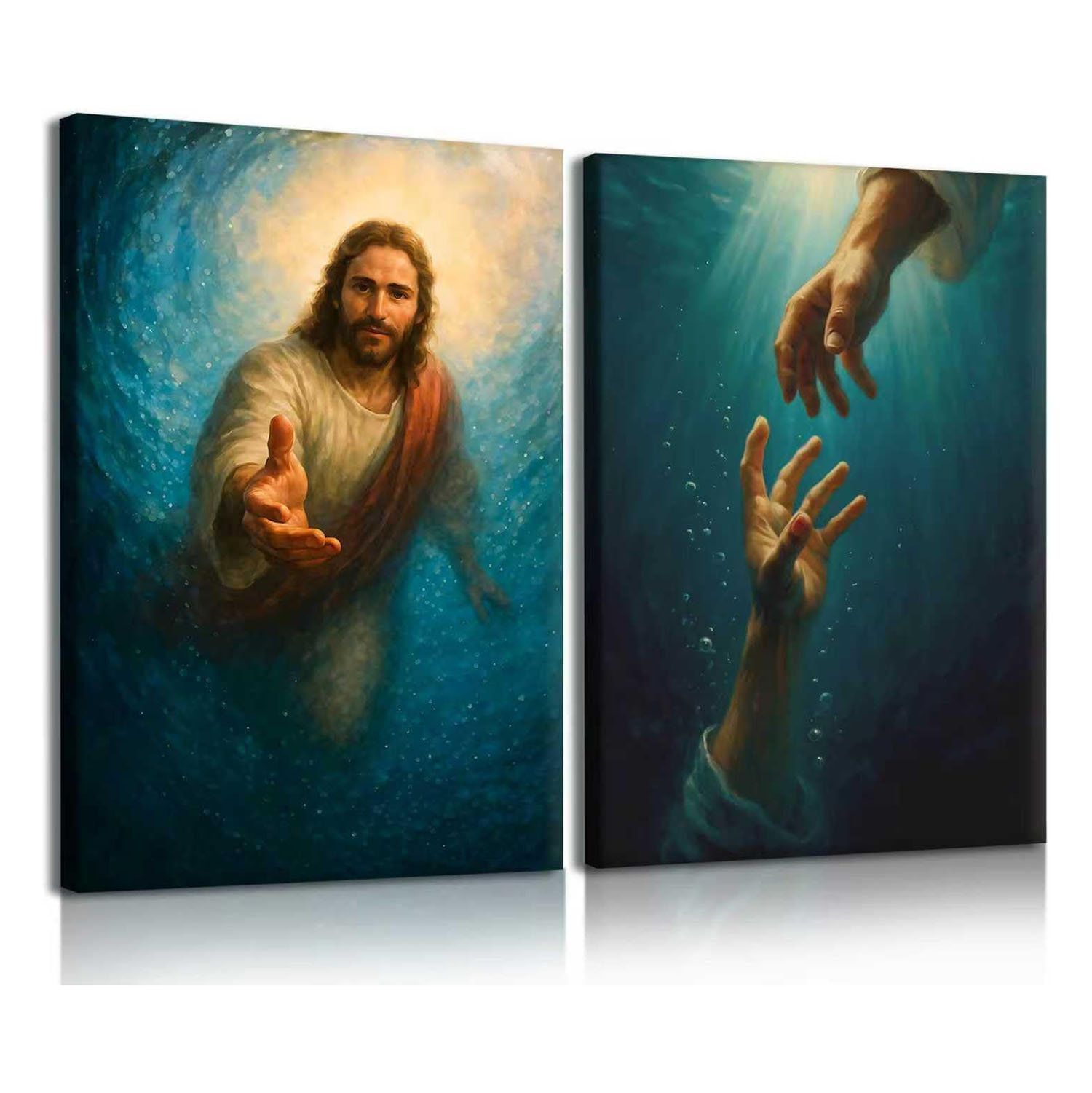 Red Barrel Studio® 2Pcs Framed Jesus Christian Wall Art The Hand Of God ...
