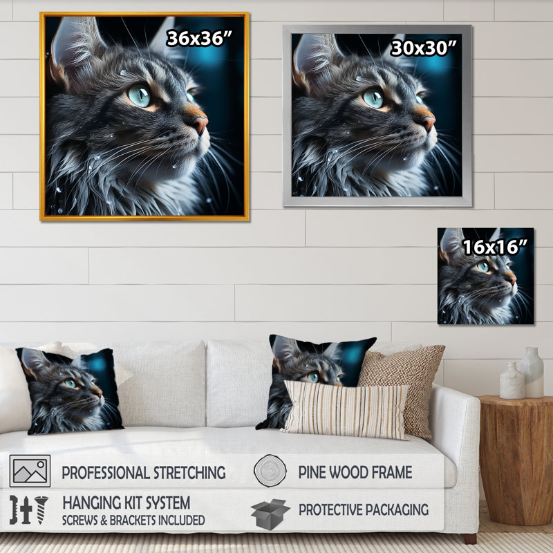 " Cat Blue Eye Reflection I ", 16" H x 16" W x 1" D, Wrapped Canvas
