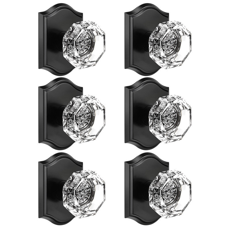 Boutons de porte en cristal Crystal, Noir mat, Intimité (lit et salle de bain)