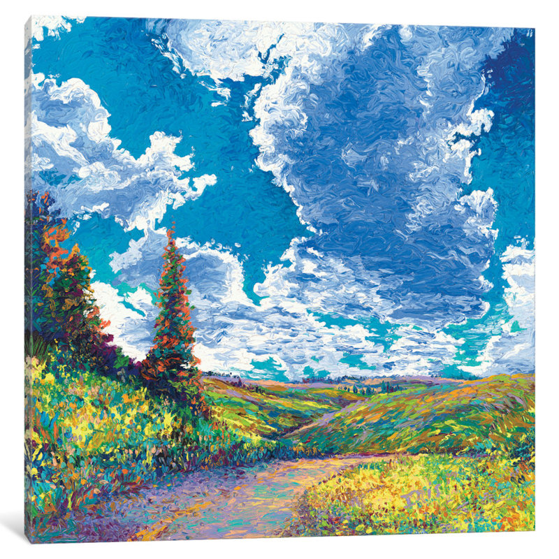 " Edge Of Canyon Road " by Iris Scott, 37" H x 37" W x 1.5" D, No Matte, Wrapped Canvas