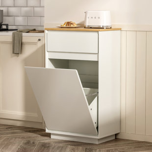 10 Gallon Wooden Tilt Out Open Trash Can Cabinet