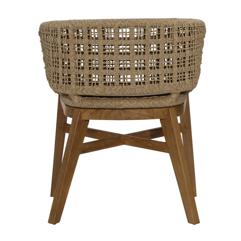 Keith Teak and Olefin Upholstered Dining Chair, Natural