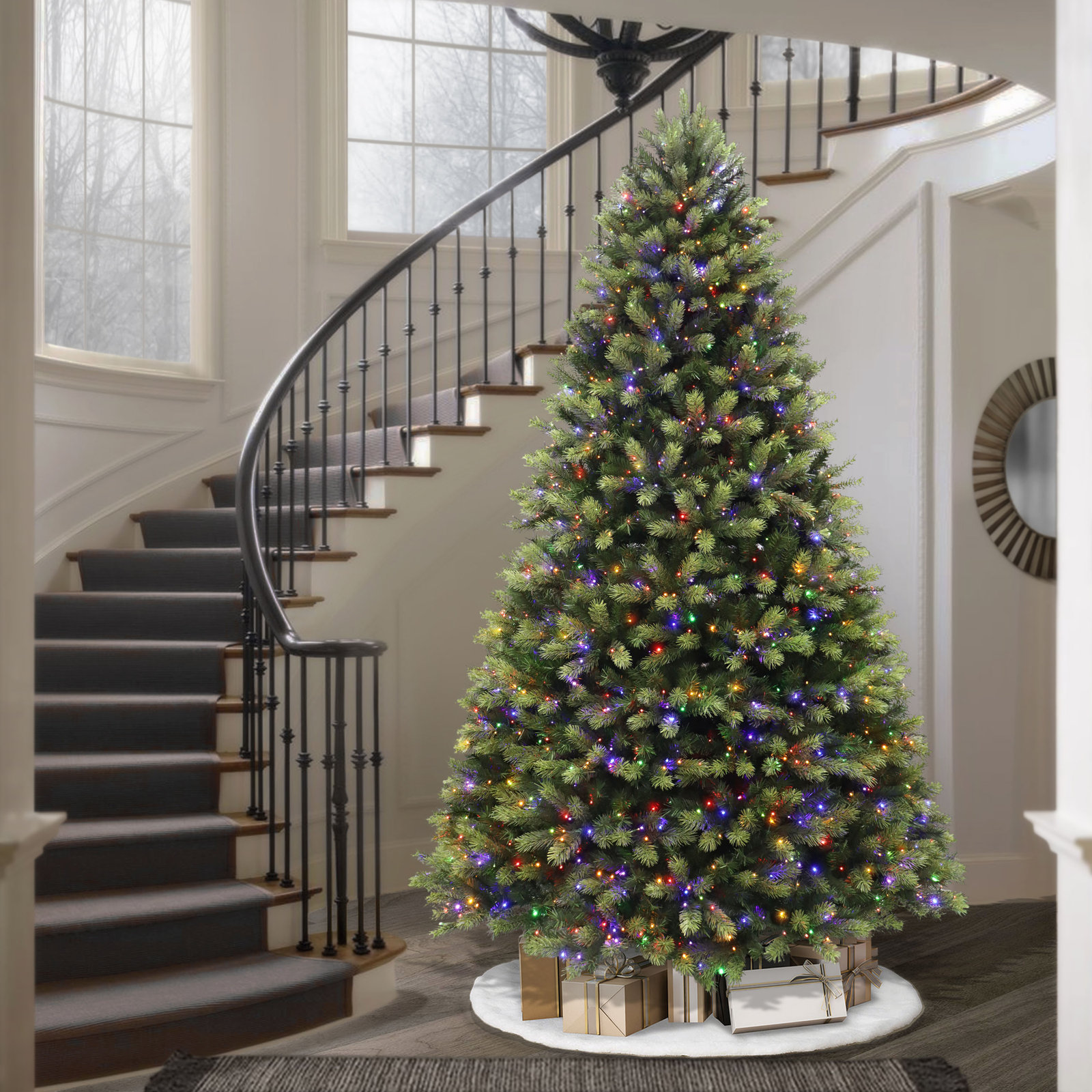 Pre-Lit Pine Christmas Tree, 7.5' H