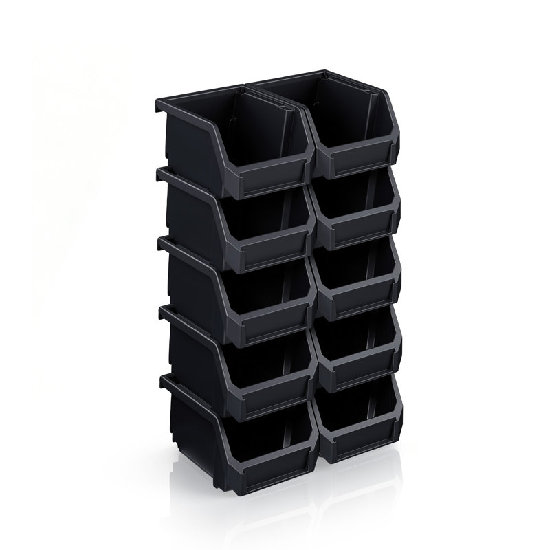 Ensemble de 10 bacs de rangement pour garage Sorbus, Noir