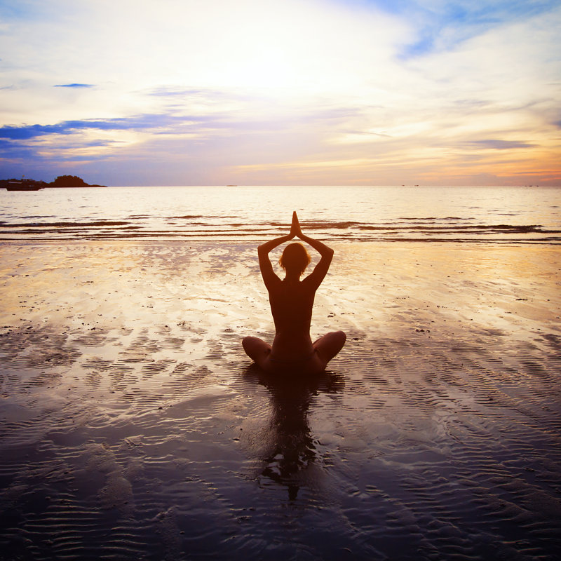 Yoga At Sunset by Anyaberkut - Wrapped Canvas Print, 51cm H x 76cm W