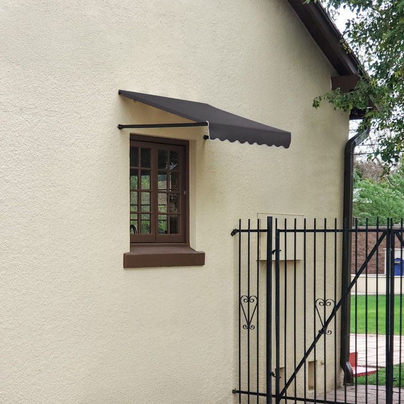 Awntech Dallas Retro Acrylic Fabric Fixed Awning, 31" H x 52.5" W x 24" D, Gunmetal