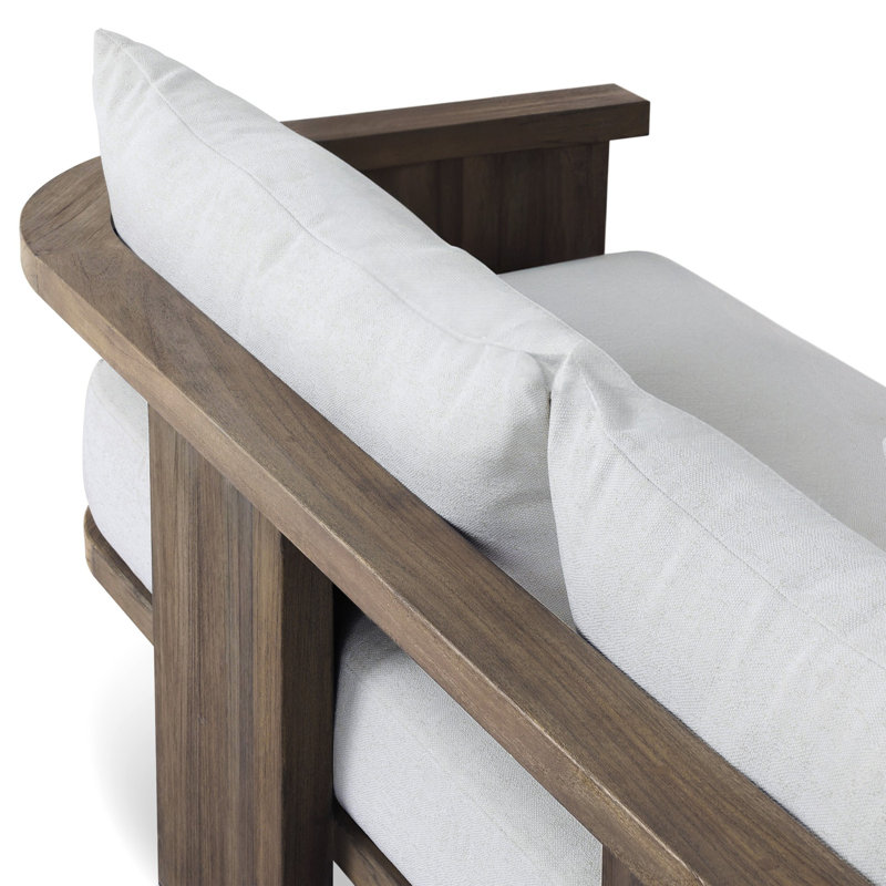 Tahana Outdoor 4 - Seat Patio Sofa, Brown Wood, White