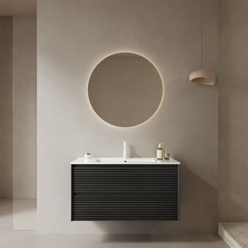 Meuble-lavabo mural contemporain avec tiroir et meuble-lavabo contemporain avec tiroir
