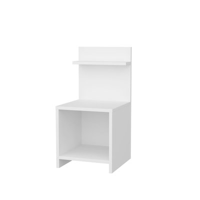 Modern White Nightstand, 14.0 x 14.7 x 28.3 Inches | 100% Melamine Coated Particle Board, Thickness: 0.7 Inches | Sleek Design, Perfect for Bedroom or Living Room, Stylish Storage Solution