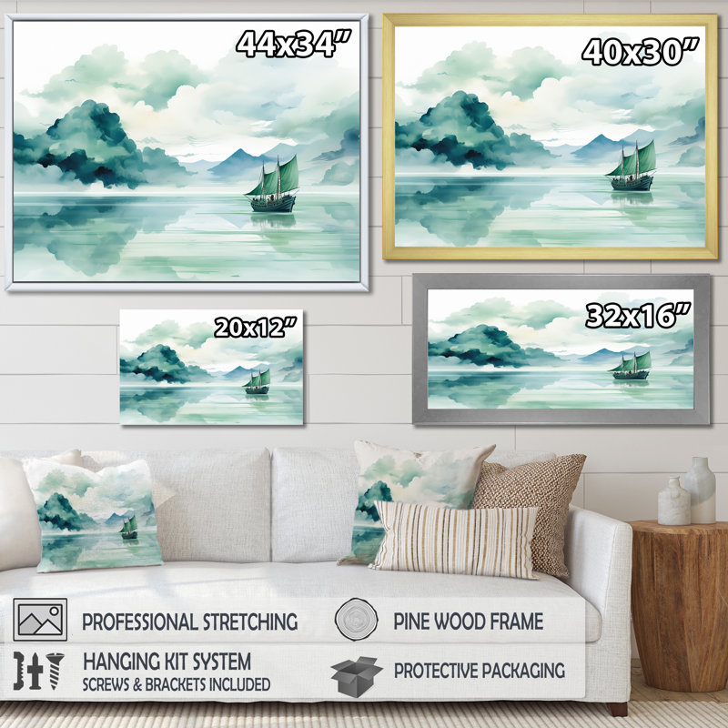 Chine, rivière Yangtze - Art mural chinois, Cadre d'angle fermé noir, H 12 po x l 20 po x P 1 po