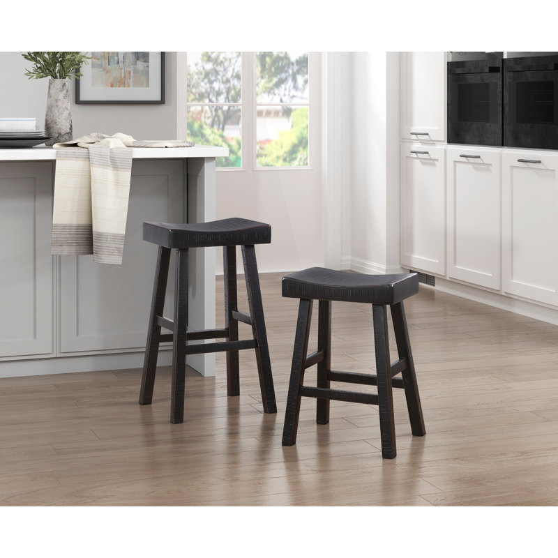Transitional Design Counter Height Stools Set of 2pcs, Bar Stool (30.5” Seat Height), Black