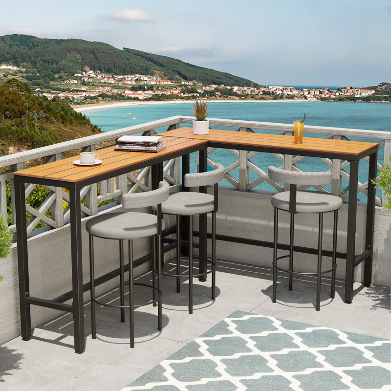Indoor & Outdoor Bar Table, 37.2" H x 15.6" W x 126" L, Brown