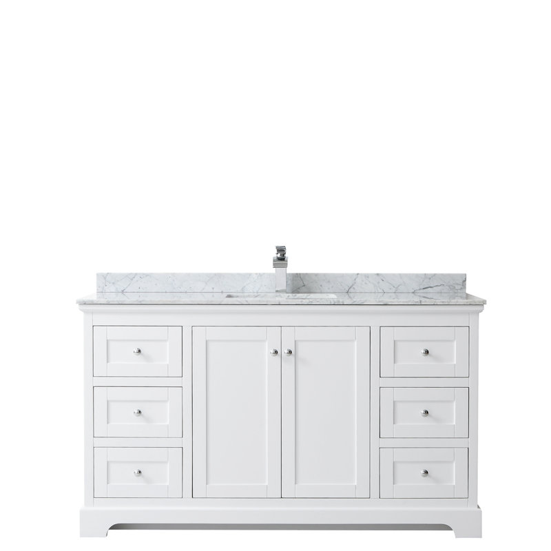 Avery 60" White Marble Single Bathroom Vanity