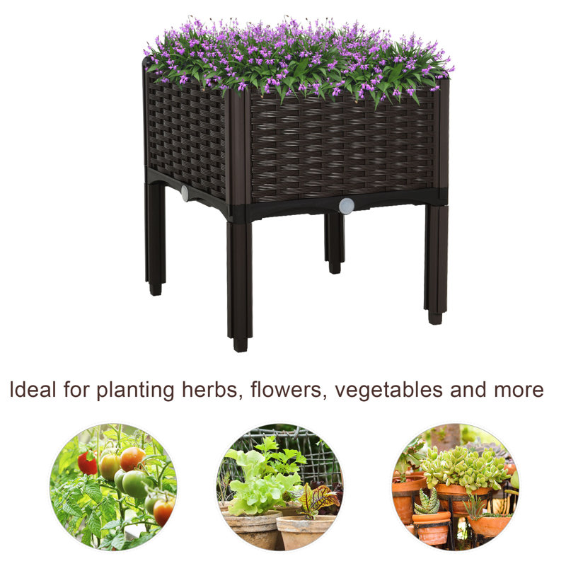 Brown Polypropylene Outdoor Raised Garden Bed with Legs