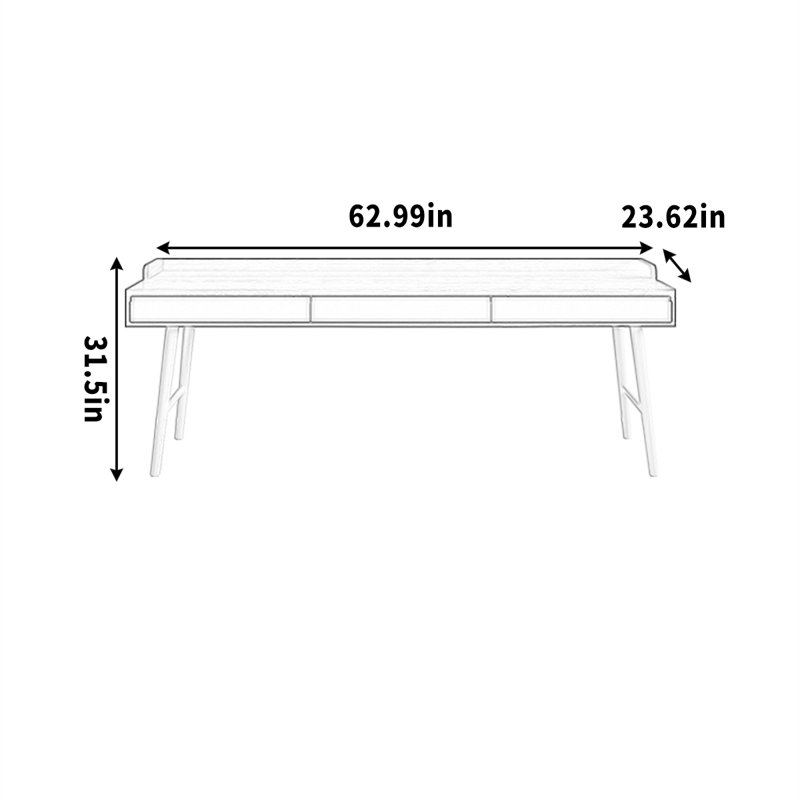 Pieds de rangement en bois massif, H 31,5 po x l 62,99 po x P 23,62 po