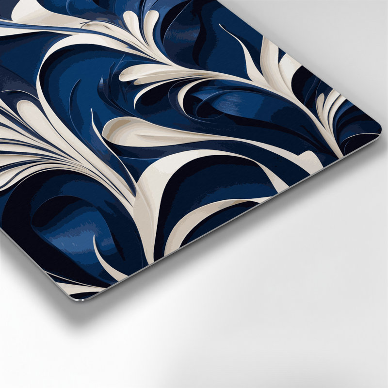 Art floral abstrait en métal bleu 17, H 16 po x l 16 po