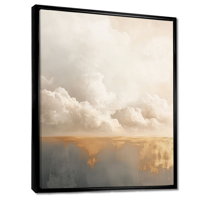 «Minimal Cloud Horizon II», art mural sur toile blanche, H 20 po x l 12 po, Cadre flottant noir