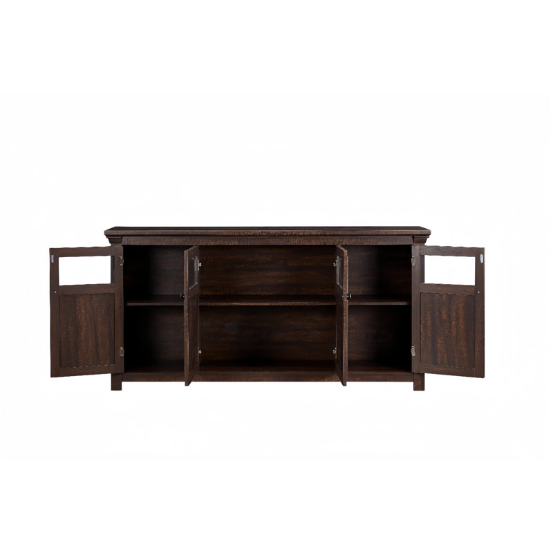 Buffet Farmhouse 4 Doors Cabinet - Bar polyvalent et meuble télé, Brun