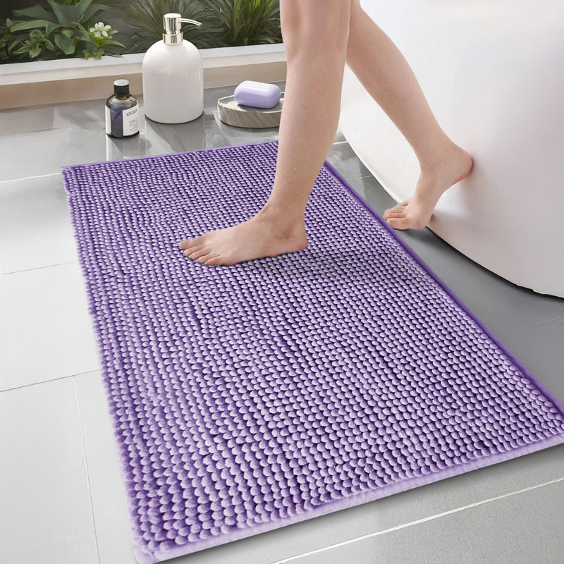 CHENILLE DOOR MAT (NON-SLIP), Lilac, 50cm W x 80cm L